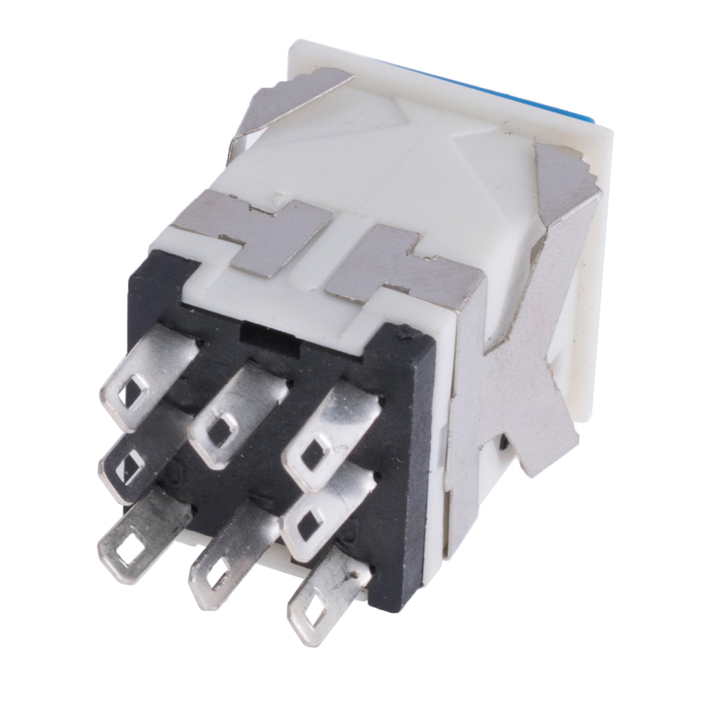 Кнопка PSW-10L Blue з фіксацією з підсвічуванням (on-off) білий корпус ...